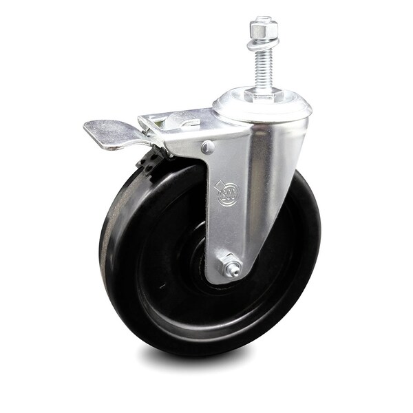 6 Inch Phenolic Swivel 10mm Threaded Stem Caster with Total Lock Brake SCC